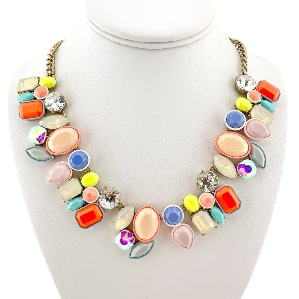 Rare & Retired JCrew Necklace, Brulee Multicolor Pastel and Neon Enamel HTF